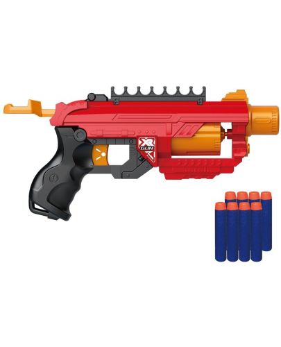  Детска играчка Raya Toys Soft Bullet - Автомат с 8 меки патрона, червен - 1