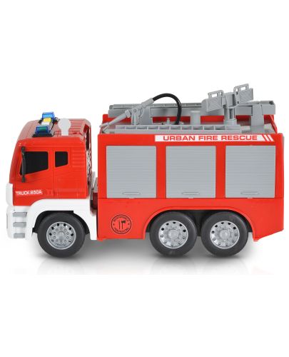 Детска играчка Moni Toys - Пожарен камион с помпа и стълба, 1:12 - 2