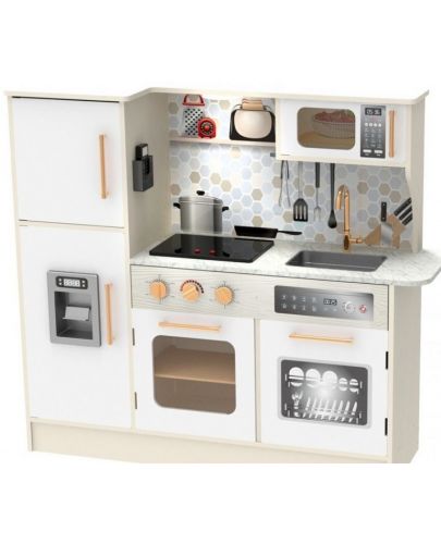 Детска дървена кухня Classic World - С хладилник, бяла - 1