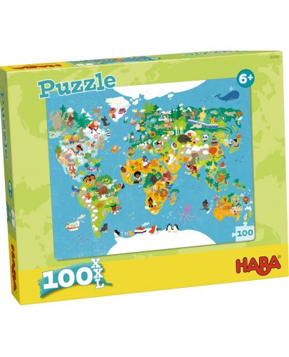 Детски пъзел Haba - Kарта на света, 100 части - 2