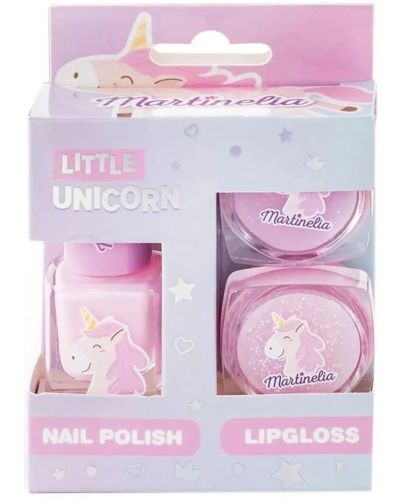 Детски козметичен комплект Martinelia - Little Unicorn, лак за нокти и гланц - 1
