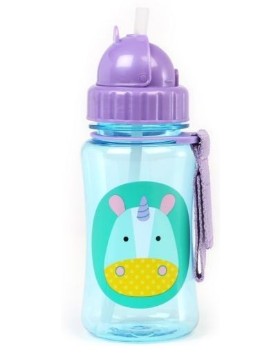 Детска бутилка със сламка Skip Hop Zoo - Еднорог, 350 ml - 1