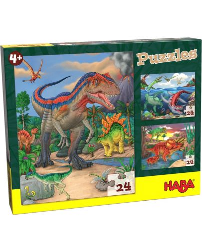 Детски пъзел 3 в 1  Haba - Динозаври - 1