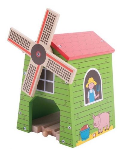 Детска дървена играчка Bigjigs - Вятърна мелница - 1