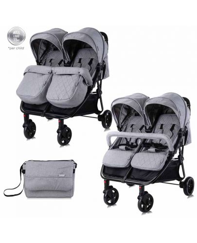 Детска количка за близнаци Lorelli - Duo, Cool grey - 7