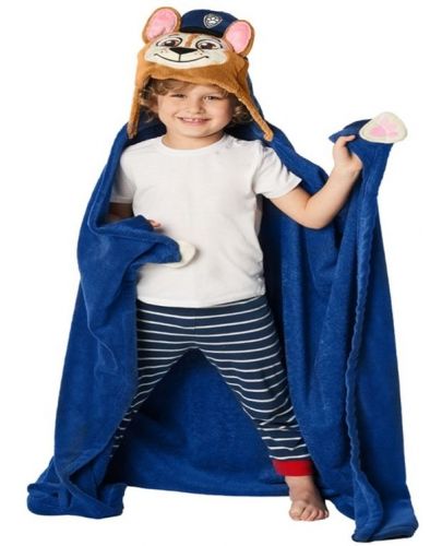 Детско одеяло с 3D качулка Sonne - Чейс Paw Patrol, 110 x 140 cm, синьо - 2