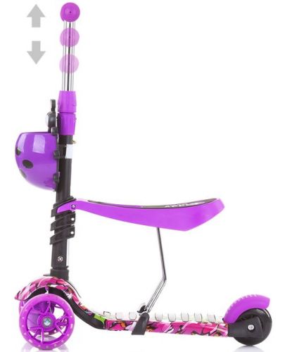 Детски скутер 2 в 1 Chipolino  - Киди Ево, лилави графити - 4