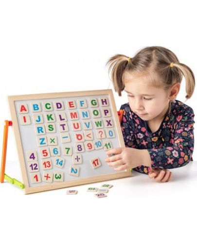Детска магнитна дъска Woody - С буквички, цифри и две лица - 4