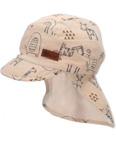 Детска лятна шапка с UV 50+ защита Sterntaler - С животни, 51 cm, 18-24 месеца, бежова - 1