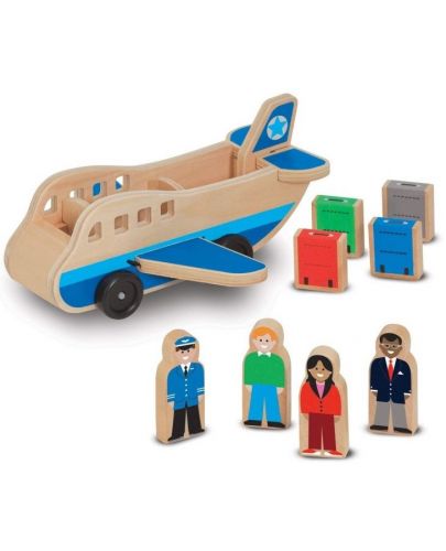 Детска дървена играчка Melissa & Doug - Самолетче с пътници - 3