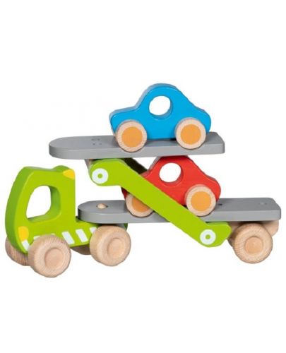 Детска играчка Goki - Автовоз с две коли - 1