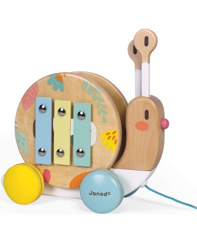 Детска играчка Janod - Охлюв за дърпане, Pure - 2