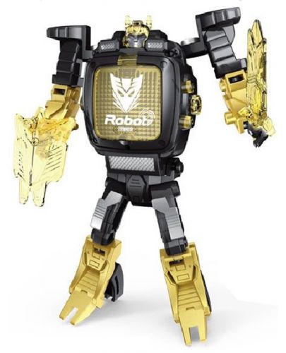 Детска играчка Raya Toys - Трансформиращ се робот- часовник, жълт - 1