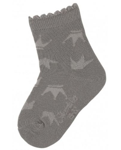 Детски чорапи Sterntaler - С коронки, 15/16 размер, 4-6 месеца, сиви - 1