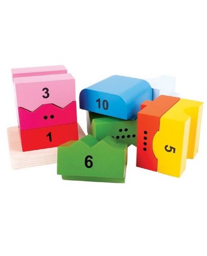 Детска дървена играчка Bigjigs - Кула с числа (от 1 до 10) - 2