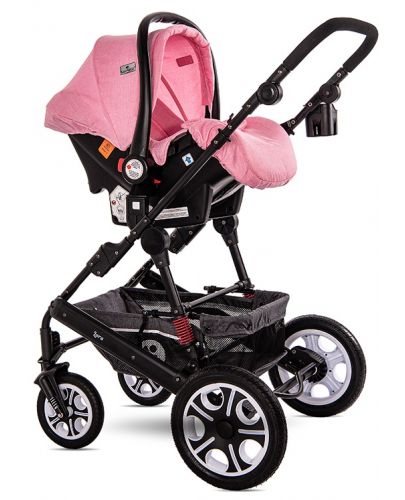 Детска комбинирана количка 3в1 Lorelli - Lora Set, розова - 8