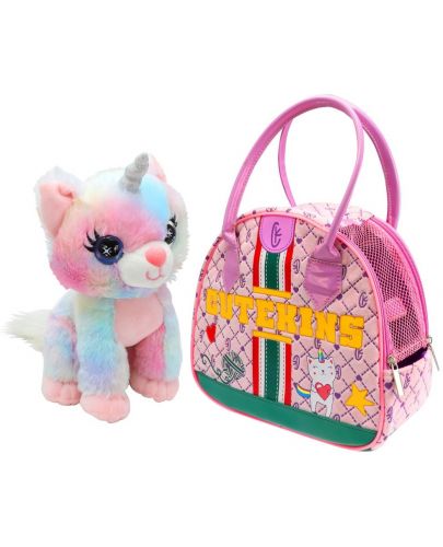 Детска играчка Funville CuteKins - Коте еднорог в чанта, Rainbow - 1