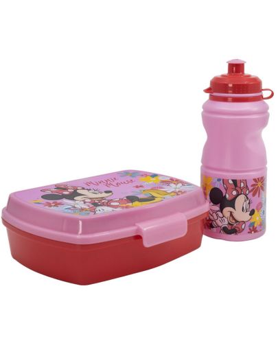 Детски комплект Stor - Minnie Mouse, бутилка и кутия за храна - 1