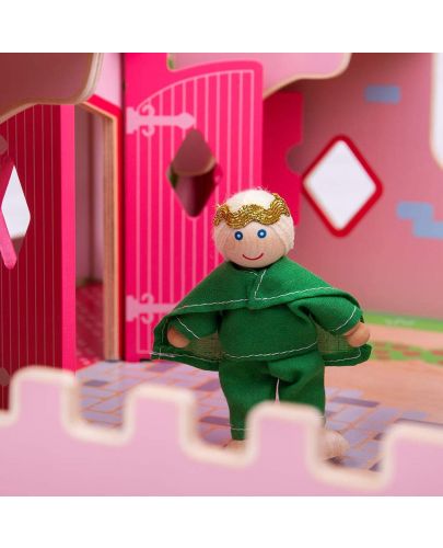 Детска дървена играчка Bigjigs - Замъкът на приказките, розов - 4