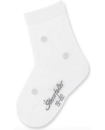 Детски чорапи Sterntaler - На точки, 19/22 размер, 12-24 месеца, бели  - 1