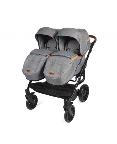 Детска количка за близнаци Dorjan Quick Twin 2в1, светло сива - 5