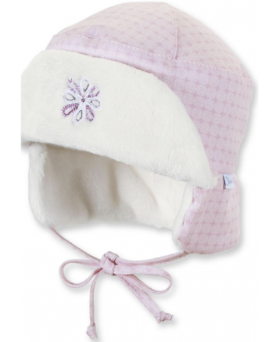 Детска шапка ушанка Sterntaler - 45 cm, 6-9 месеца, розово и бяло - 1