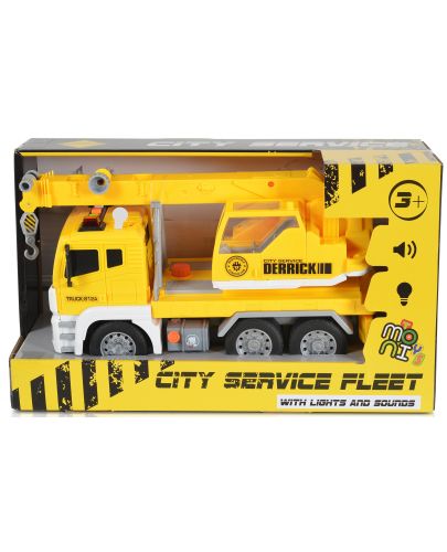 Детска играчка Moni Toys - Камион с кран и кука, жълт, 1:12 - 1