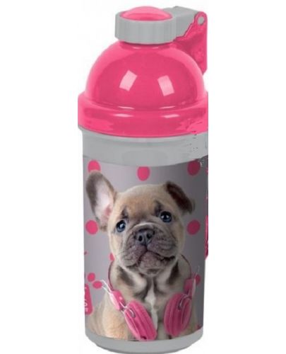 Детска бутилка за вода Paso Studio Pets - 500 ml, куче със слушалки - 1