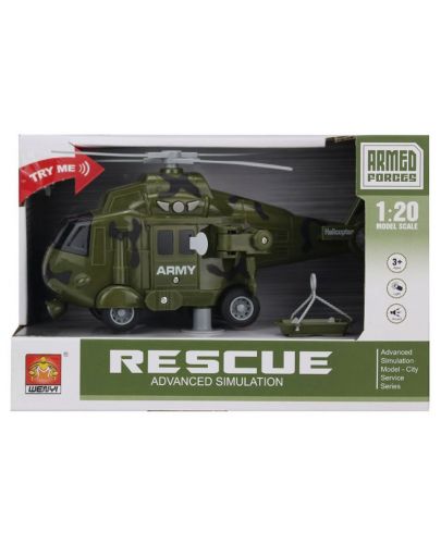 Детска играчка City Service - Военен Хеликоптер Resque, 1:20 - 2