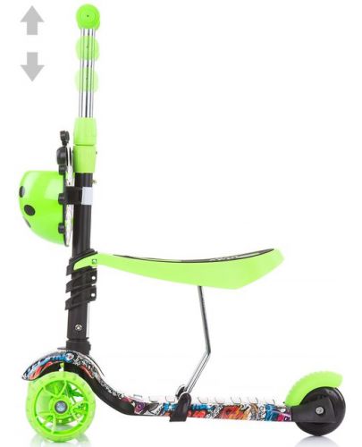 Детски скутер 2 в 1 Chipolino  - Киди Ево, зелени графити - 4