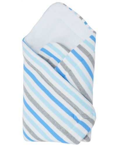 Бебешко плетено одеяло EKO - Синьо райе, 75 х 75 cm - 1