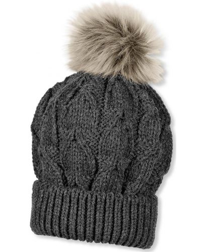 Детска плетена шапка с пискюл Sterntaler - 53 cm, 2-4 години, тъмносива - 1