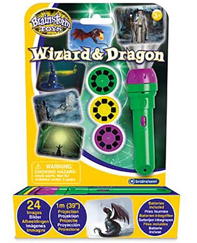 Детска играчка Brainstorm - Фенерче с прожектор, Дракони и магьосници - 1