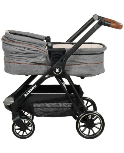 Детска количка Zizito - Barron 3 в 1, сива с черна рамка - 8