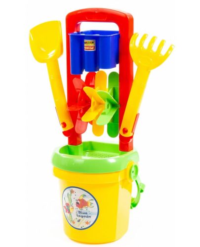 Детска играчка Polesie Toys - Плажна мелница с гребло и лопатка - 1