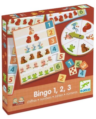 Детска игра Djeco - Бинго, Горски животни и числа - 1