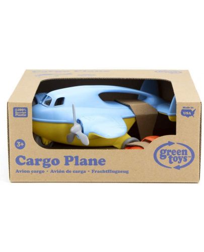 Детска играчка Green Toys - Карго самолет, с количка, син - 3