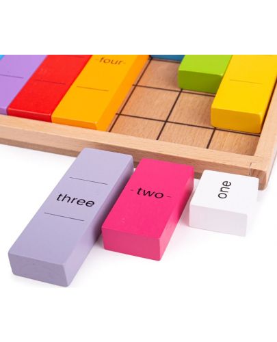 Детска образователна игра Bigjigs - Дървени цветни плочки с числа - 4
