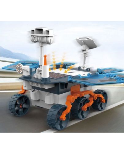Детска играчка Raya Toys - Соларен робот, Марсоход за сглобяване, син, 46 части - 2