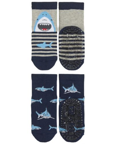 Детски чорапи със силиконова подметка Sterntaler - С акули, 19/20 размер, 12-18 месеца, 2 чифта - 2
