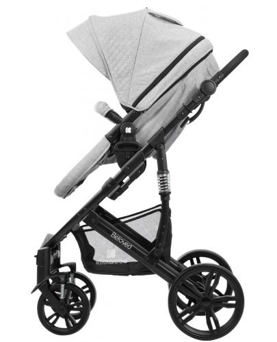 Детска количка 3 в 1 Kikka Boo Beloved - Светлосива, с кош за количка и столче за кола - 4