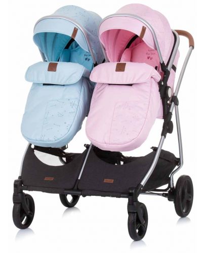 Детска количка за близнаци Chipolino - Дуо Смарт, Роза/Скай - 8