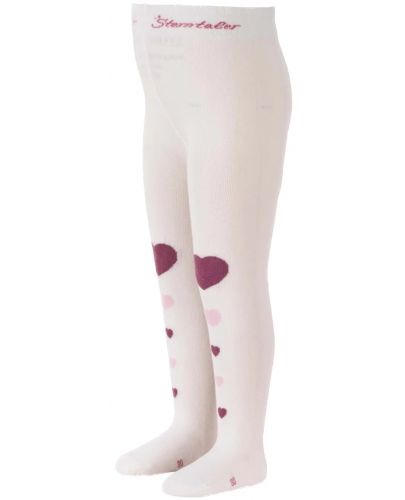 Детски чорапогащник Sterntaler - На сърца, 122/128 cm, 5-6 години, екрю - 2