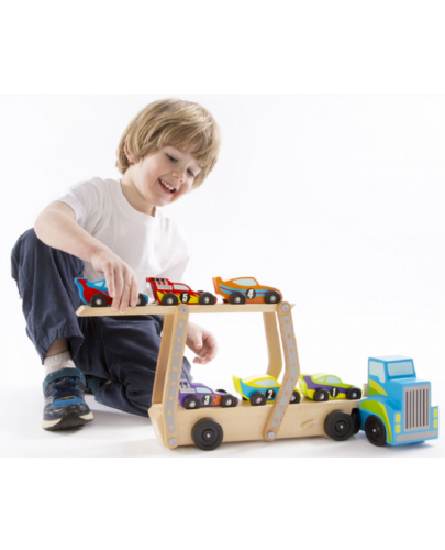 Детска дървена играчка Melissa & Doug - Автовоз с 6 колички - 2