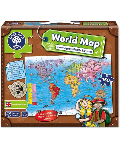 Детски пъзел Orchard Toys - Карта на света, 150 части - 1