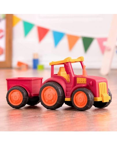 Детска играчка Battat - Трактор с ремарке, червен - 3