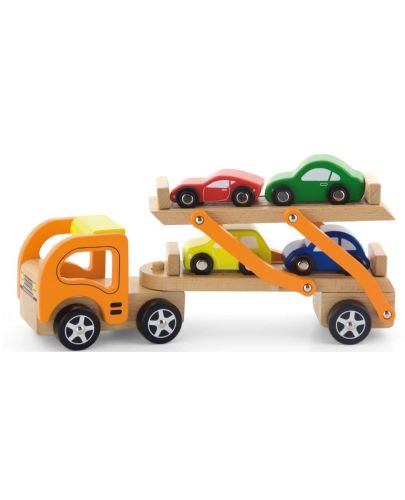 Детска играчка Viga - Автовоз с 4 колички - 3