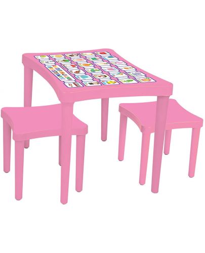Детска маса с два стола Pilsan, розова - 1