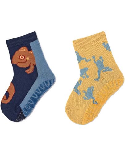 Детски чорапи със силиконова подметка Sterntaler - С хамелеон, 19/20 размер, 12-18 месеца, 2 чифта - 1