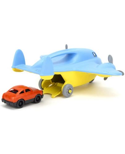 Детска играчка Green Toys - Карго самолет, с количка, син - 2